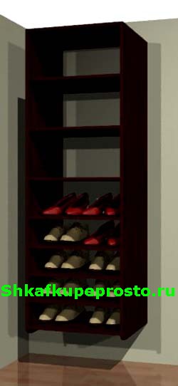 Модуль гардеробной комнаты с полками для белья и обуви